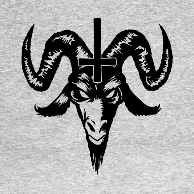 Satanic Goat Head with Cross (black) by Mystic-Land